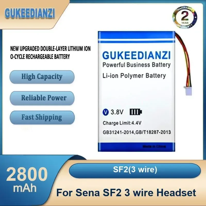 

SF2(3 wire) 2800mAh High Capacity Motorcycle Helmet Headset Battery For Sena SF2 3 wire Headset