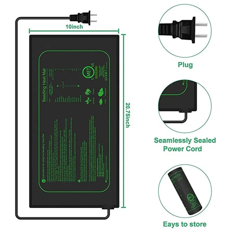 

Коврик для подогрева рассады, греющий мат для выращивания растений и проращивания семян в теплицах, водонепроницаемый, прочный, теплый гидропонный нагревательный коврик для проращивания.