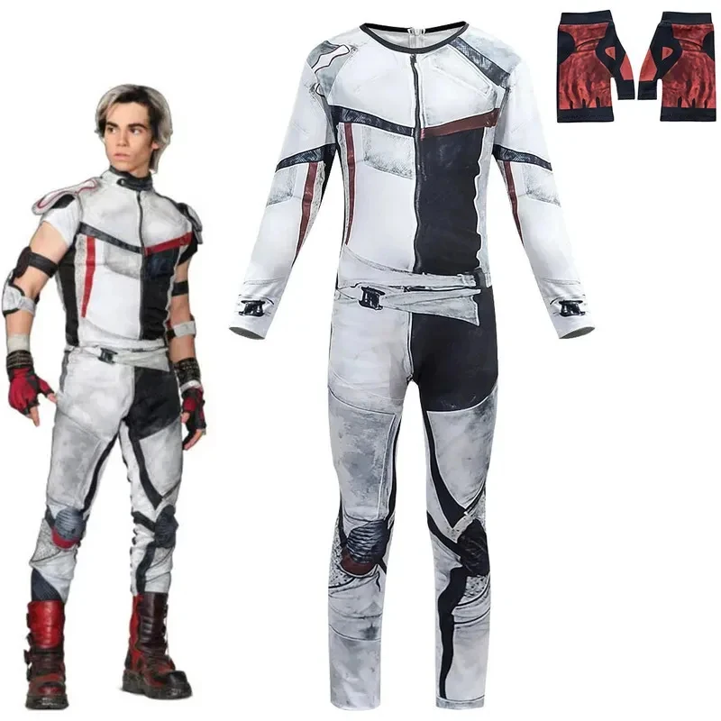 ♥ Fantasia Cosplay Jay Carlos Descendentes Adulto/Infantil AA - Macacão para Meninos, Homens e Pais - Presentes de Halloween - Novo 2026