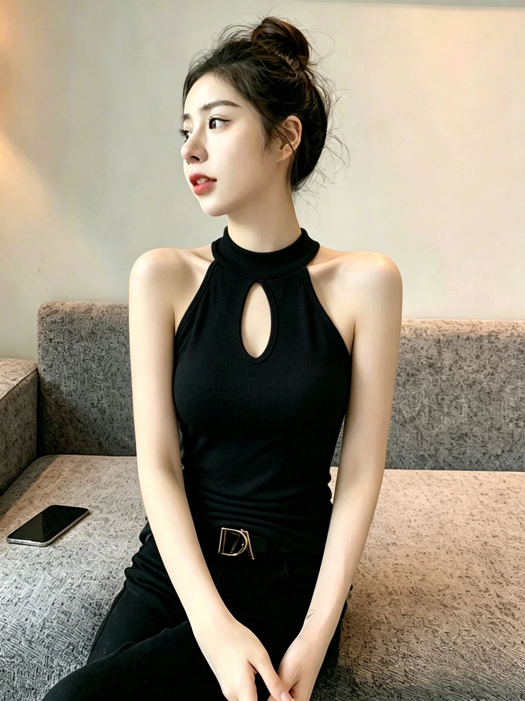Women's Slim Fit Cotton Halter Neck Vest Sexy Back Design Inner Wear Base Layer Outerwear Summer New Style Large Size Top