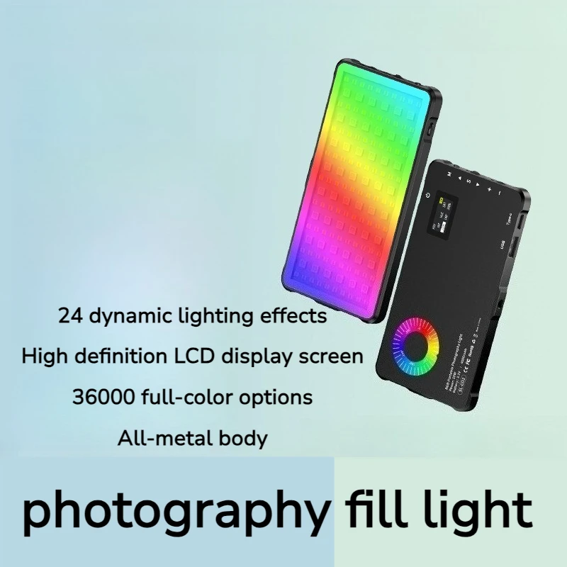 Full Color RGB LED Photography Fill Light, Mini Pocket Size Portable Camera Light for Vlog & Content Shooting