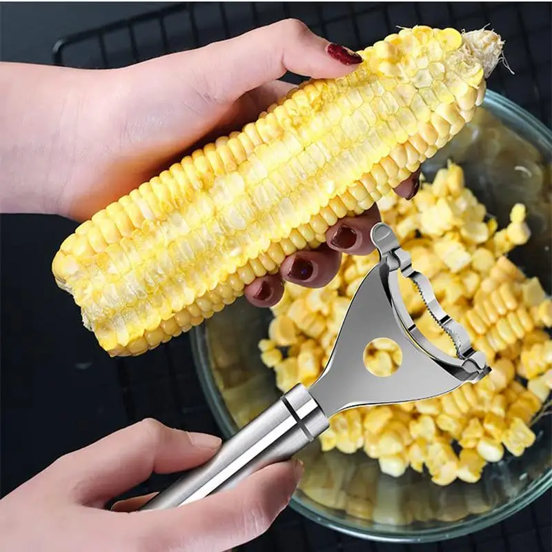 Corn Peeler Stainless Steel Corn Thresher Corn Cob Separator For Restaurant Chef Picnic Lovers Corn Kernel Cutter Kitchen Gadget