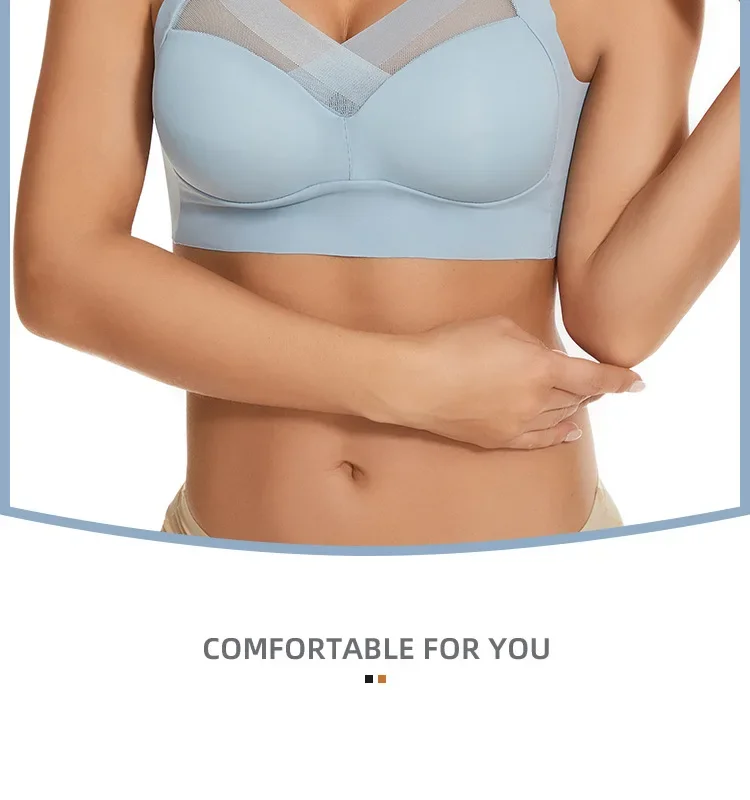 Damen Spitzen-Sport-BHs Übergröße Nahtloser BH Bralette Rückenfreier Damen-BH Weste Stoßfester Drahtloser Top-BH L-3XL – Detail 2