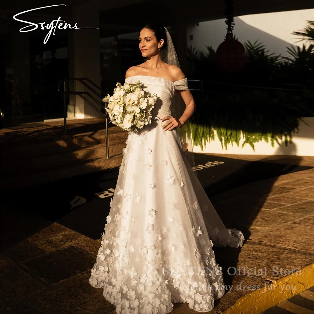 

SSYTENS Customized Elegant Off The Shoulder Wedding Dresses For Women Lace Appliques Tulle Bridal Gowns A-line Robe De Mariée