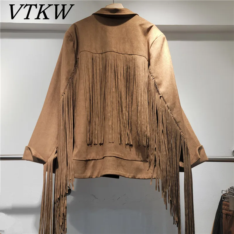 

VTKW женская винтажная двубортная короткая куртка с бахромой, элегантное роскошное облегающее дизайнерское пальто на осень-зиму 2025