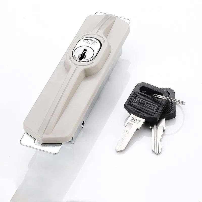 1pc Zinc Alloy Sliding Door Lock Drawer Hook Lock File Cabinet Security Door Lock Push-pull Display Case Locker with Key