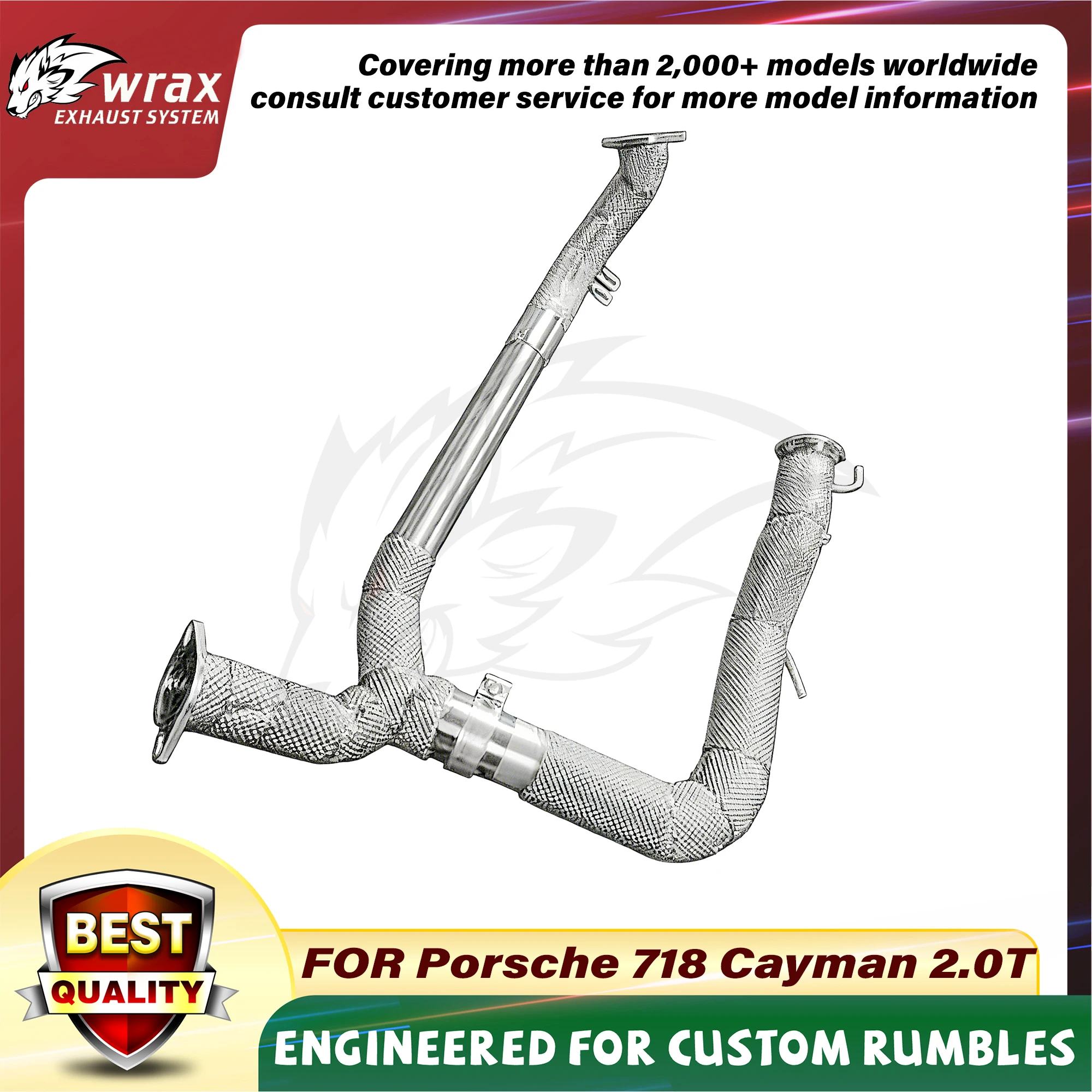 

Suppercar Sound WRAX Exhaust for Porsche 718 Cayman 2.0T SS304 Straight throug Downpipe with Heat Shield Performance Upgrade