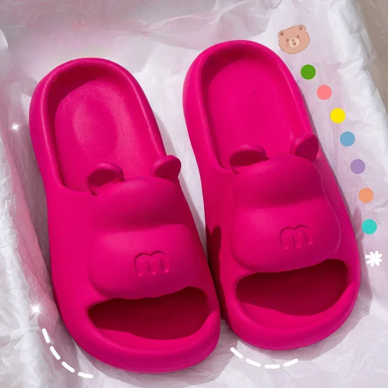 EVA bathroom slippers for home and household use, anti slip small bear style, odor proof, and a sense of stepping on feces