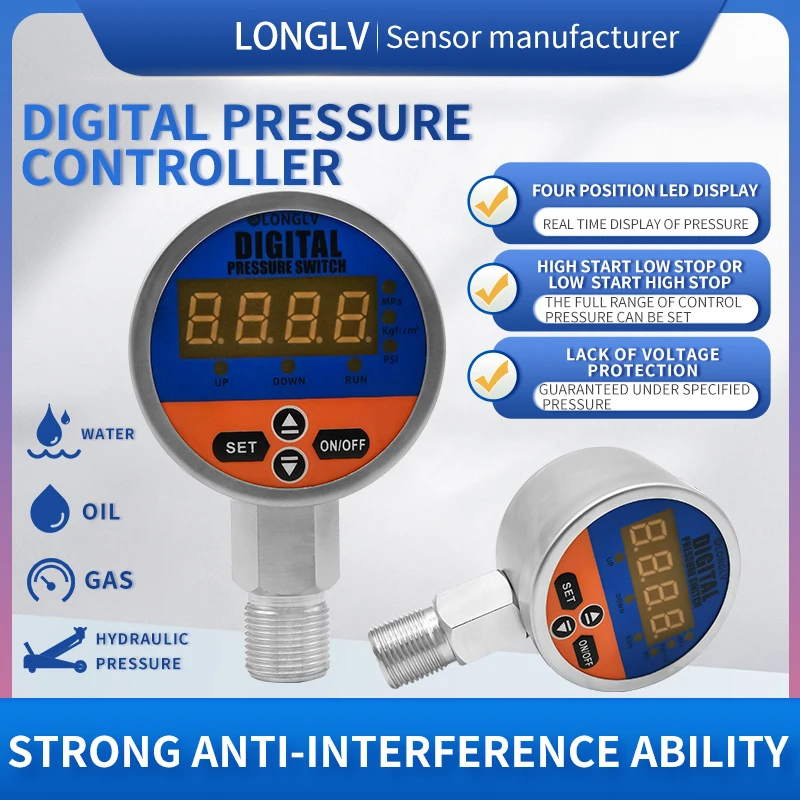 

LONGLV YL-805E интеллектуальный цифровой дисплей Контроллер Давления гидравлическое оборудование для очистки масла и воды