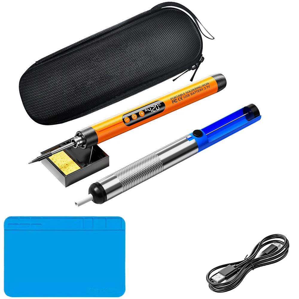 Portable Mini USB Cordless Soldering Iron Digital Display Adjustable Constant Temperature Durable Soldering Tips Mat
