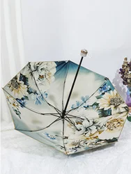 Fashion Flower Umbrella Windproof anti-UV Protection 5Folding Umbrella Portable Travel Rain Women Umbrella Pocket Kids Umbrella