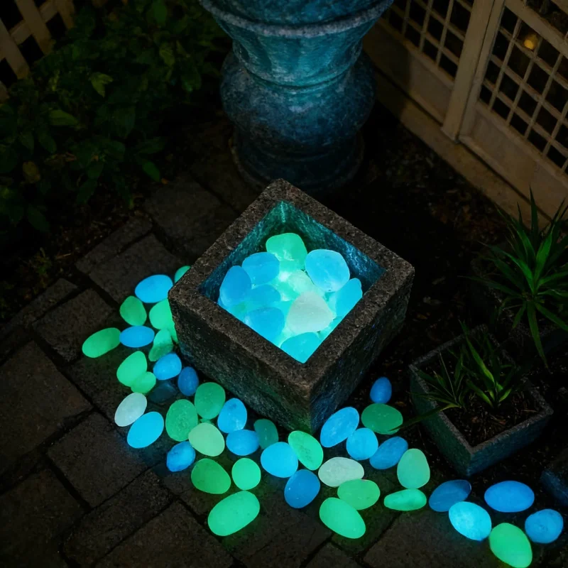Luminous plastic pebbles1000-2000pcsGlow-in-the-dark pebbles for wedding party garden landscape decoration, reusable