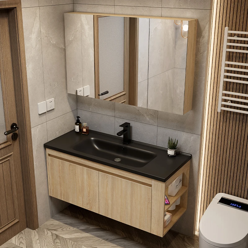 

Light luxury bathroom cabinet combination bathroom sink face sink toilet log wash ceramic integrated basin Japanese style