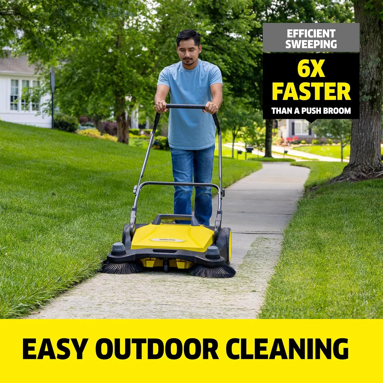 Walk-Behind Outdoor Push Sweeper S 6 Twin, 10 Gallon Capacity