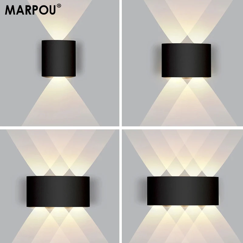 MARPOU kinkiety zewnętrzne wodoodporne kinkiety IP65 do domu AC110-220V 2/4/6/8/10W oświetlenie ogrodowe dekoracja świetlna zewnętrzna