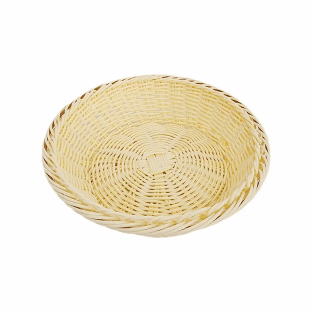 

Round Handwoven Fruit Basket Plastic Breathable Bread Basket Vintage Large Capacity Vegetable Drain Basket Dining Table