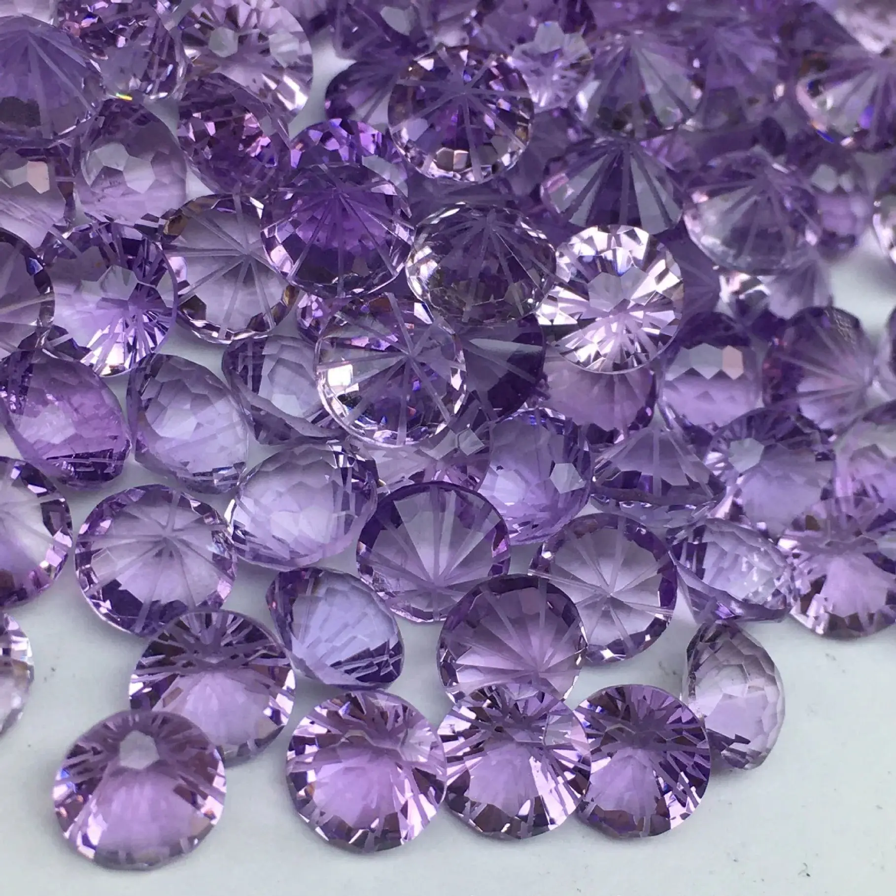 Wholesale 5pcs Genuine Amethyst Bead 6mm 8mm 10mm Fireworks Cutting Semi-Precious Gemstone Cabochon Ring Face