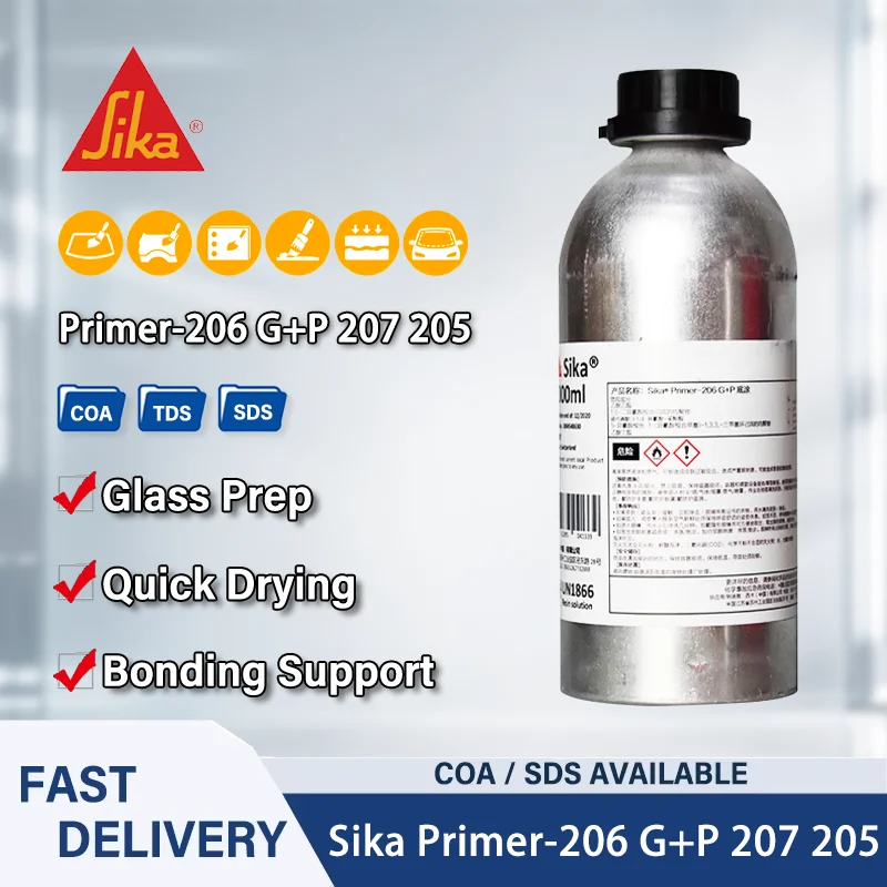 Sika Primer-206 G+P 207 205 Surface Preparation Cleaner Adhesion Promoter for Glass Metal Plastic Sealant Bonding 250ml 1000ml