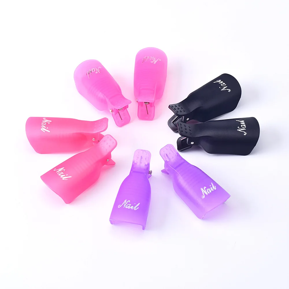10pcs Nail Acrylic Removal Clip for Remove UV LED Gel Polish Purple Pink Manicure Tools Nail Supplies for Professionals