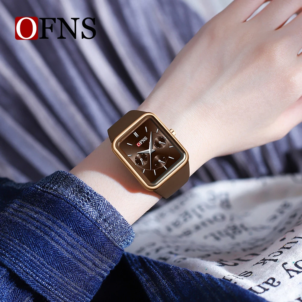 OFNS nuevo 8035 reloj de cuarzo informal para hombre multifuncional tres ojos seis agujas deportes impermeable reloj de cuarzo para hombre