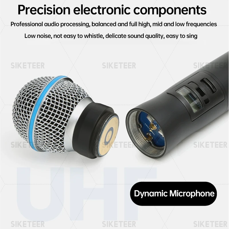 Microfone profissional sem fio uhf, microfone de lapela portátil com revestimento de metal completo, adequado para microfone de palco de casamento
