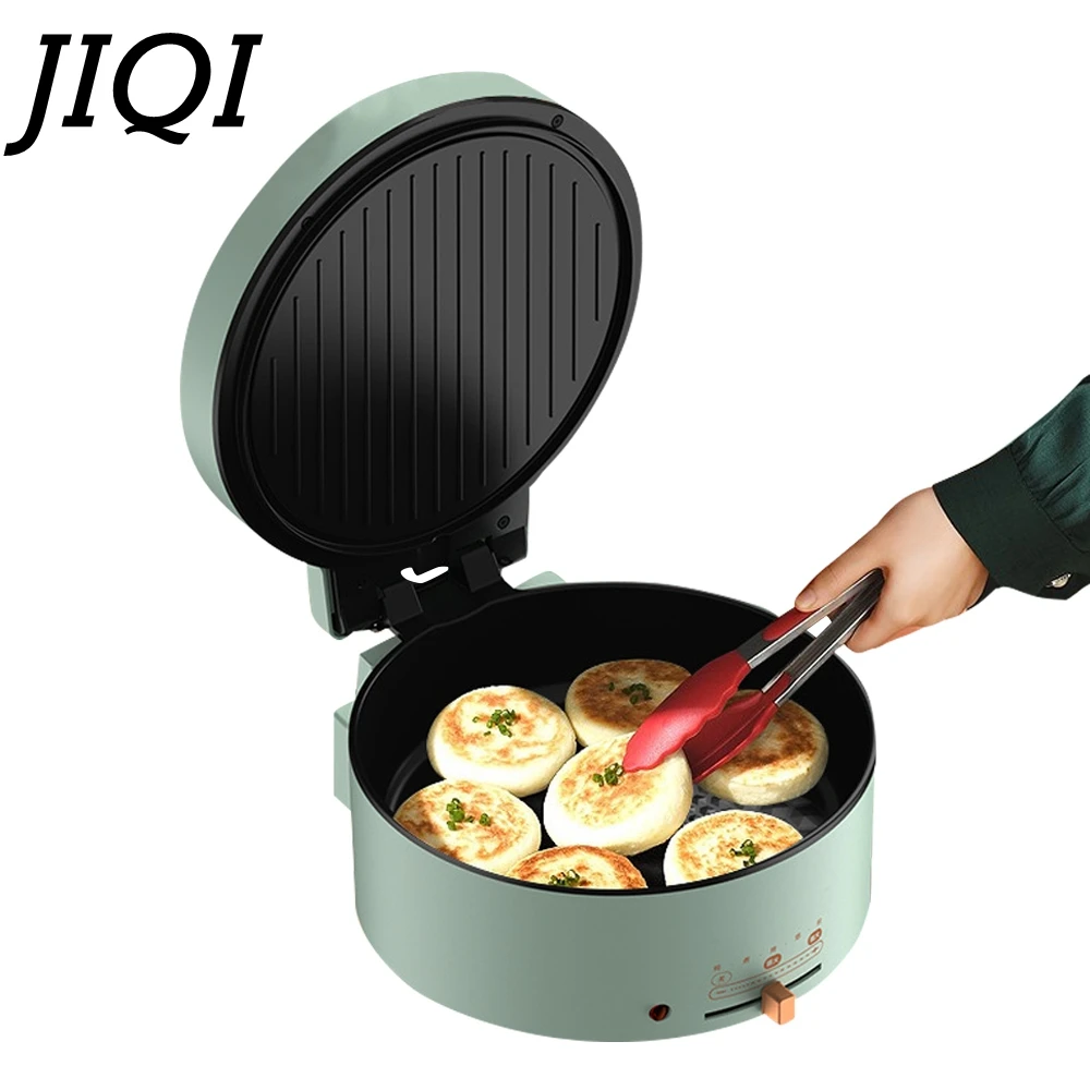 JIQI Household Double-sided Heating Machine Electric Skillet Baking Pan Crepe Pancake Maker Hot Pot BBQ Tool Frying Pan 220V