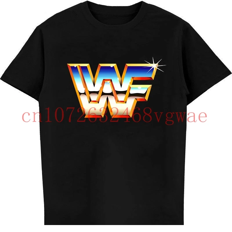 Camisa masculina moda verão reta mundo wrestling federação wwf logotipo retro oitenta camiseta feminino