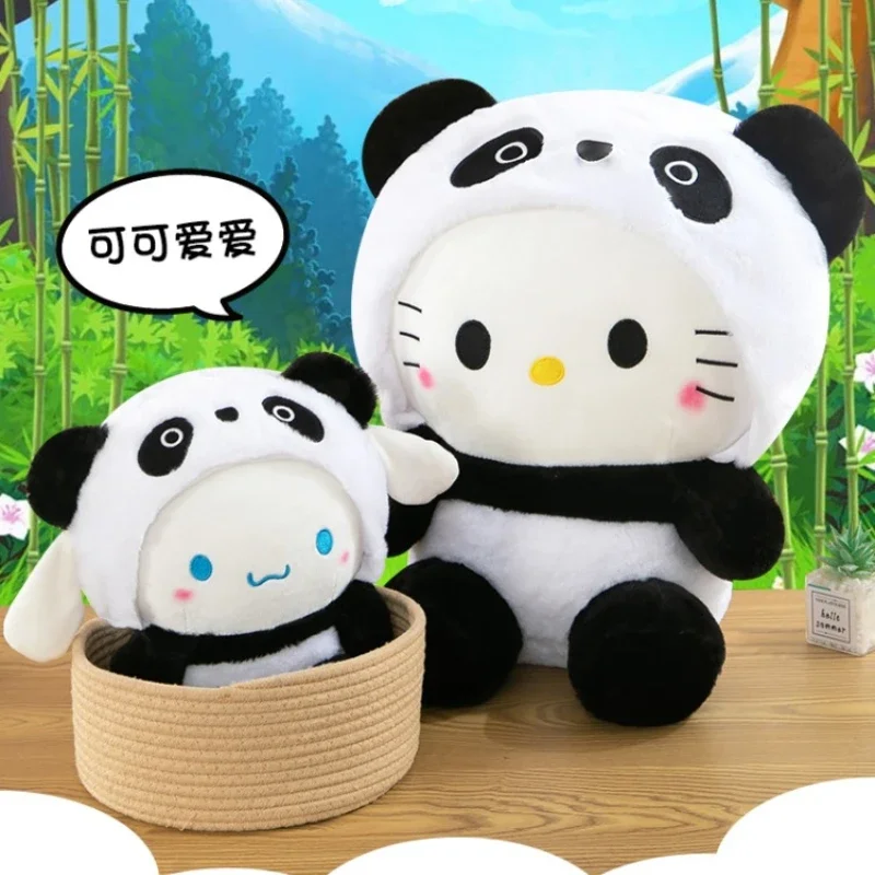 Panda Turn Into Cinnamoroll Plush Toys Lovely KT Cat Cartoon Animals Stuffed Dolls Home Decor Sofa Plush Pillows Holiday Gift