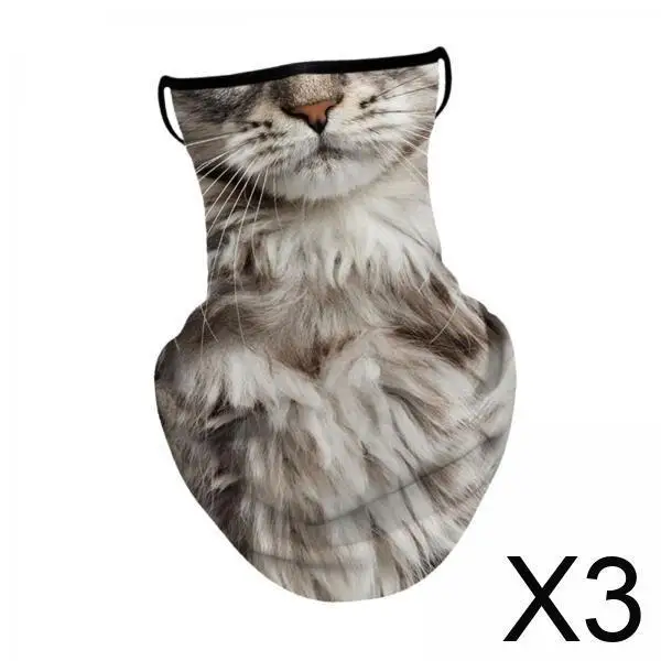3xNeck Gaiter Face Mask Covering Face Scarf Mask Cover Summer Sun Protection with Ear Hanging Face Gaiter Mask for Cycling