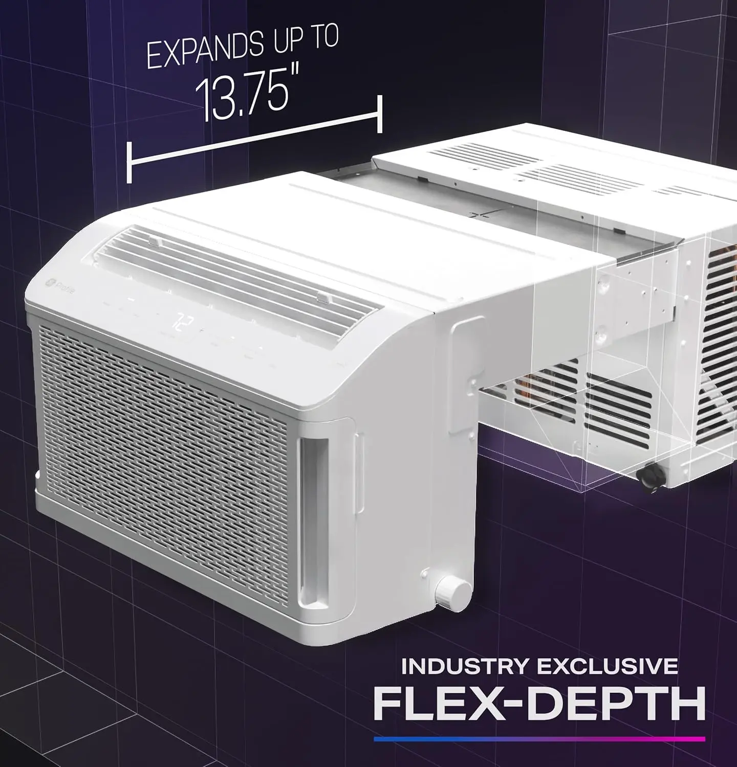 Profile ClearView Inverter Window AirConditioner Unit, 12,200 BTU,115 Volt,U-Shaped Adjustable Depth