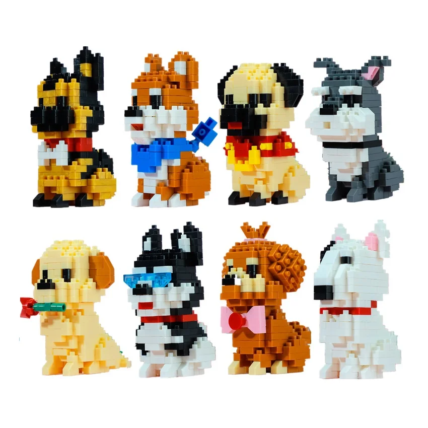 Balody Mini Blocks Assembly Animal Model Shiba Dog Husky Diamond Bricks Schnauzer Kids Gifts Girls Christmas Present Pet Shop