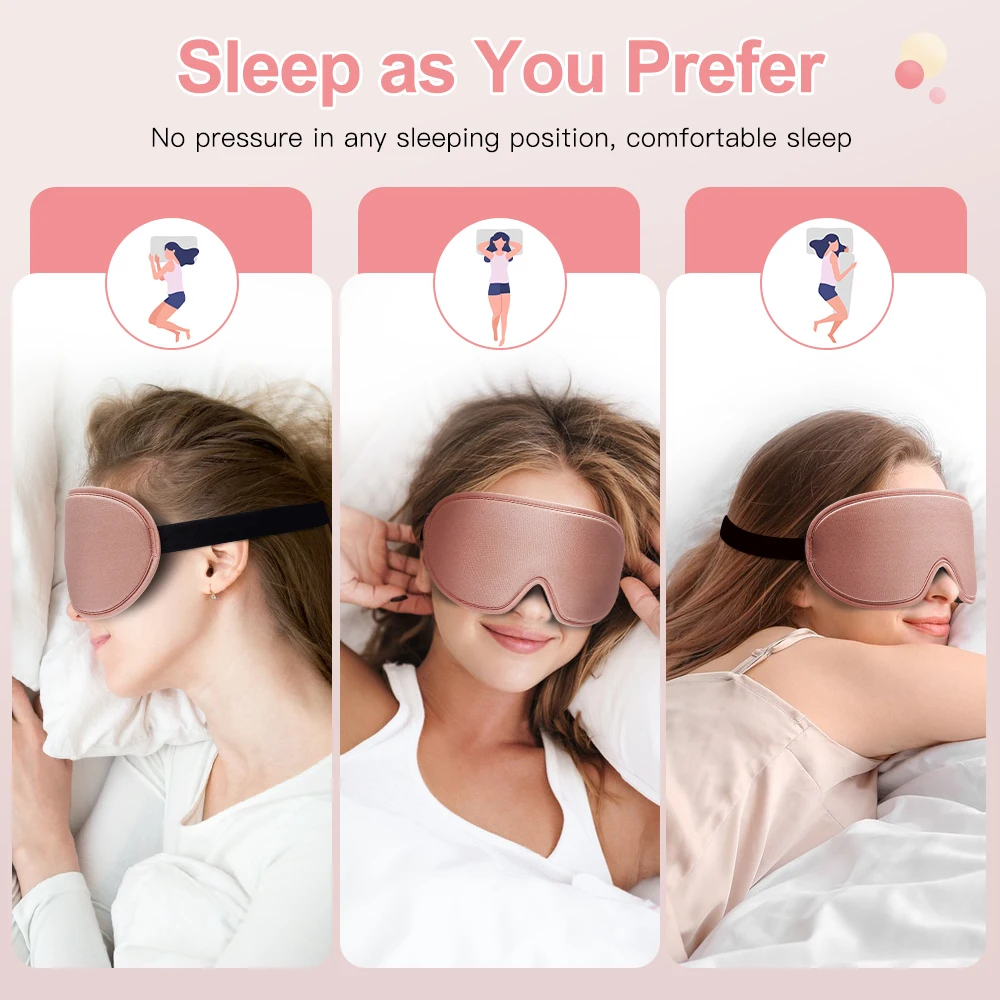 3D Memory Foam Silk Sleeping Mask Eye Patches Breathable Lightproof Comfortable Sleep Mask for Eyes Suitable for Home Travel Nap