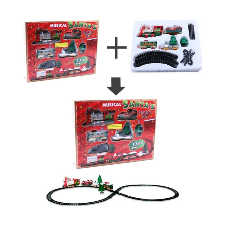DIY klassische Schiene Fracht elektrische Zug Spielzeug Weihnachten Gleis Set Modell Kinder Weihnachts geschenke