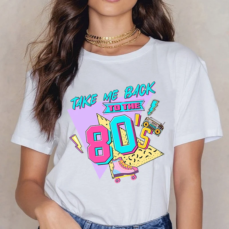 

Hot Retro Take Me Back To The 80'S Graphic Short Sleeve T-Shirts For Women Men Shirts Loose T-Shirt Casual Summer T-Shirts