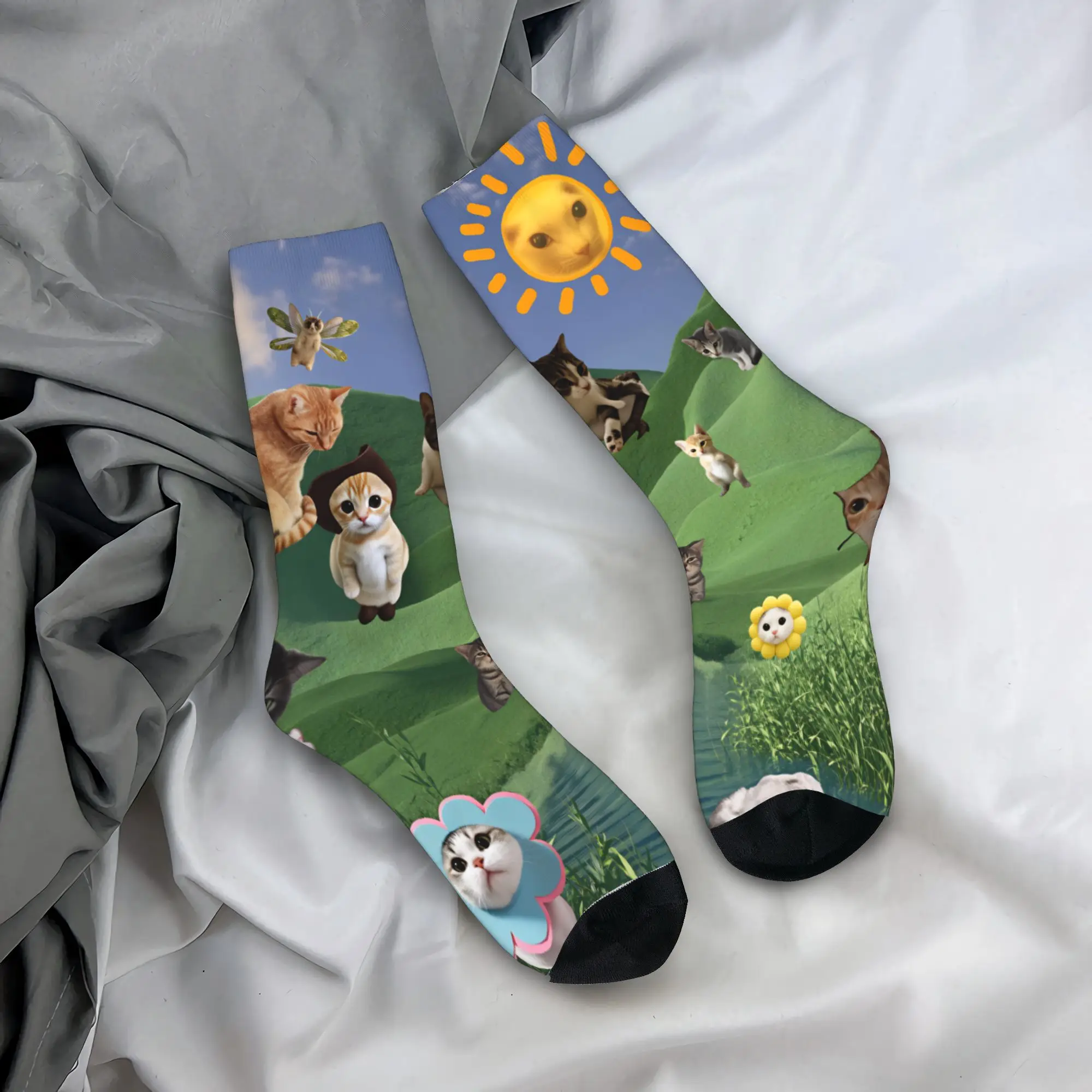 Internet Famous Meowl Cat Owl Meme Socks  Gothic Stockings Couple Warm Soft Climbing Socks Autumn Design Anti Skid Socks