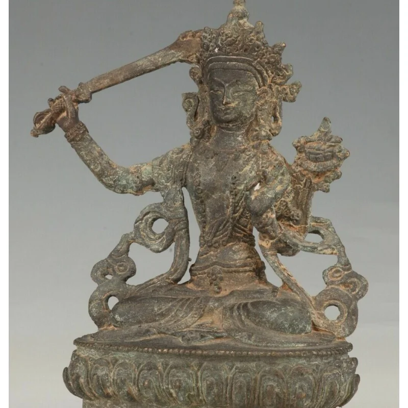 Antique Old earth Copper Bronze Manjushri Buddha boddhisattva statues
