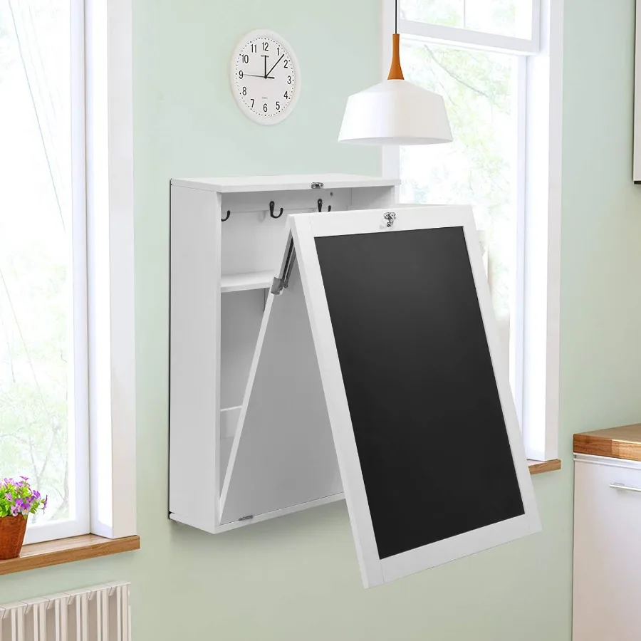 مكتب حائط قابل للطي يُثبت على الحائط مع أرفف تخزين وخطافات مكتب مخبأ مع مكتب زاوية عائمة على سبورة لـ