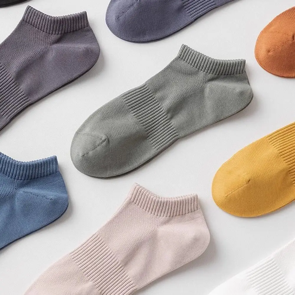 12 Pairs/Set Breathable Men's Summer Socks Thin Sweat Absorbing Mesh Short Socks Quick Dry Hollow Out Invisible Ankle Socks