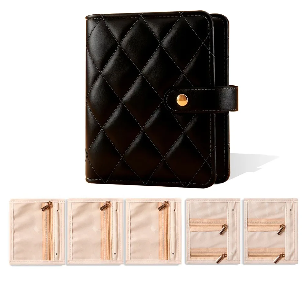 

Прозрачная книга-органайзер для украшений из бархата с молнией, подарочная коробка для ювелирных изделий из роскошной искусственной кожи с прозрачными карманами