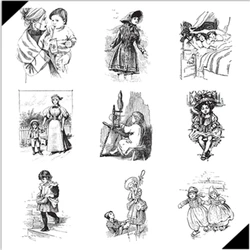 Retro classical Stamps Girl baby children happy Birthday Cover Christmas Easter Card Crafts No metal cutting dies Scrapbooking