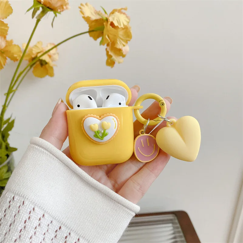 Ins Style Yellow Tulip Love Heart Earphone Case for Apple Airpods Pro2 Case for Airpods 3 3rd Generation AirPod 2 1 Case