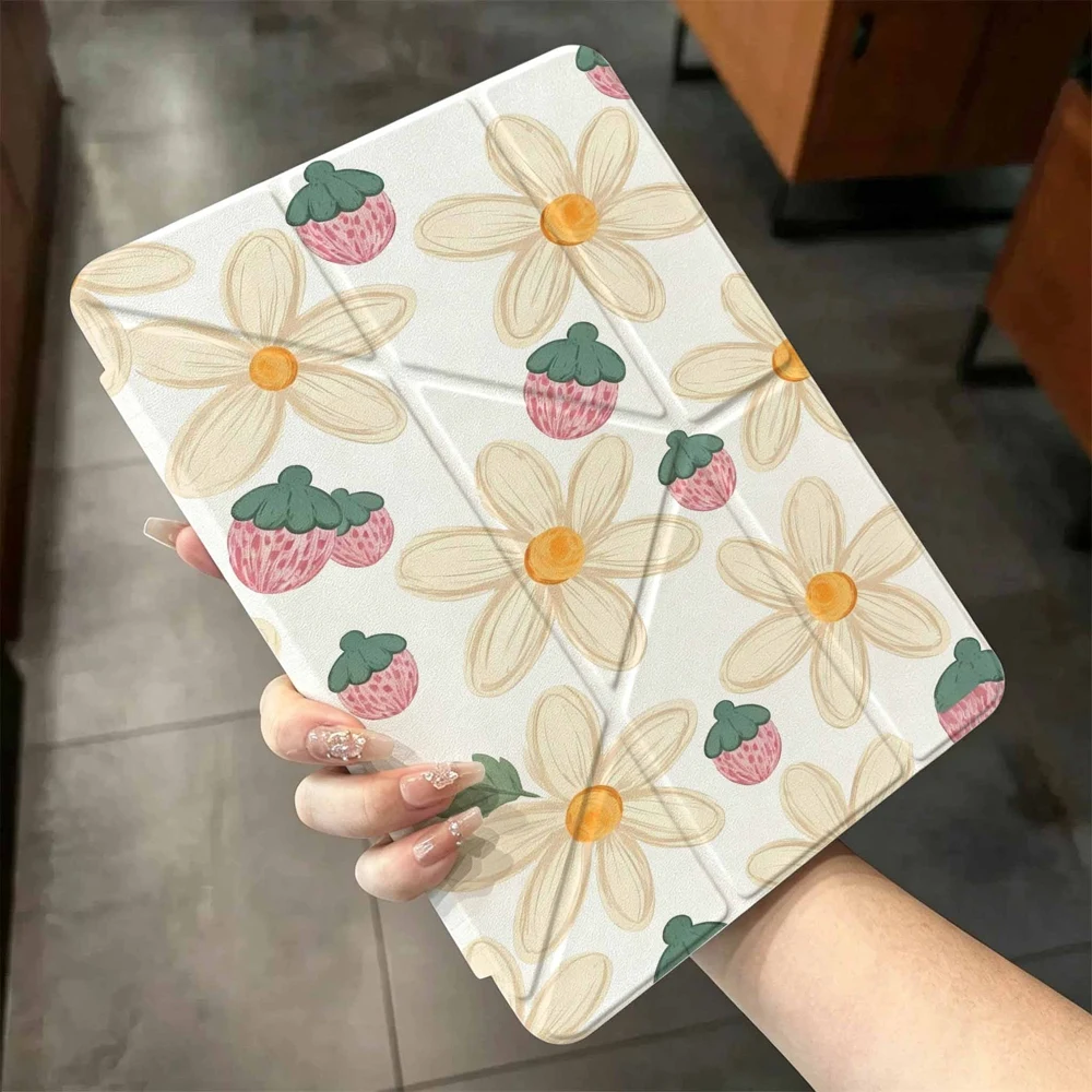 Hot Sale Daisy Strawberry For IPad Mini Air Pro 13 12.9 11 10.9 10.5 10.2 9.7 8.3 7.9 inch 5 6 7 8 th Pen Slot Tablet Case