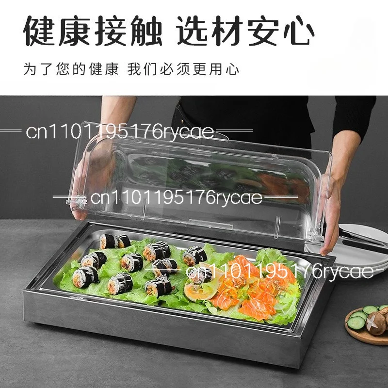 Refrigerated Seafood Display Table, Dust-proof Open Kitchen Showcase, Fresh Keeping Counter for Hotel Restaurant Catering