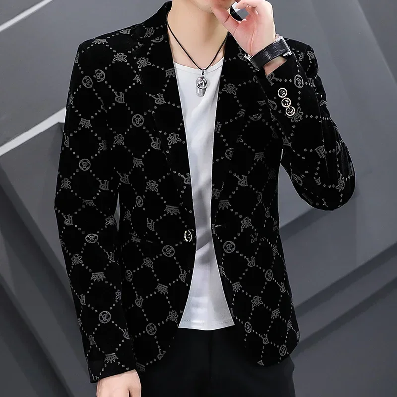 New corduroy suit for young men slim fit, fashionable and comfortable small suit, formal single western jacket