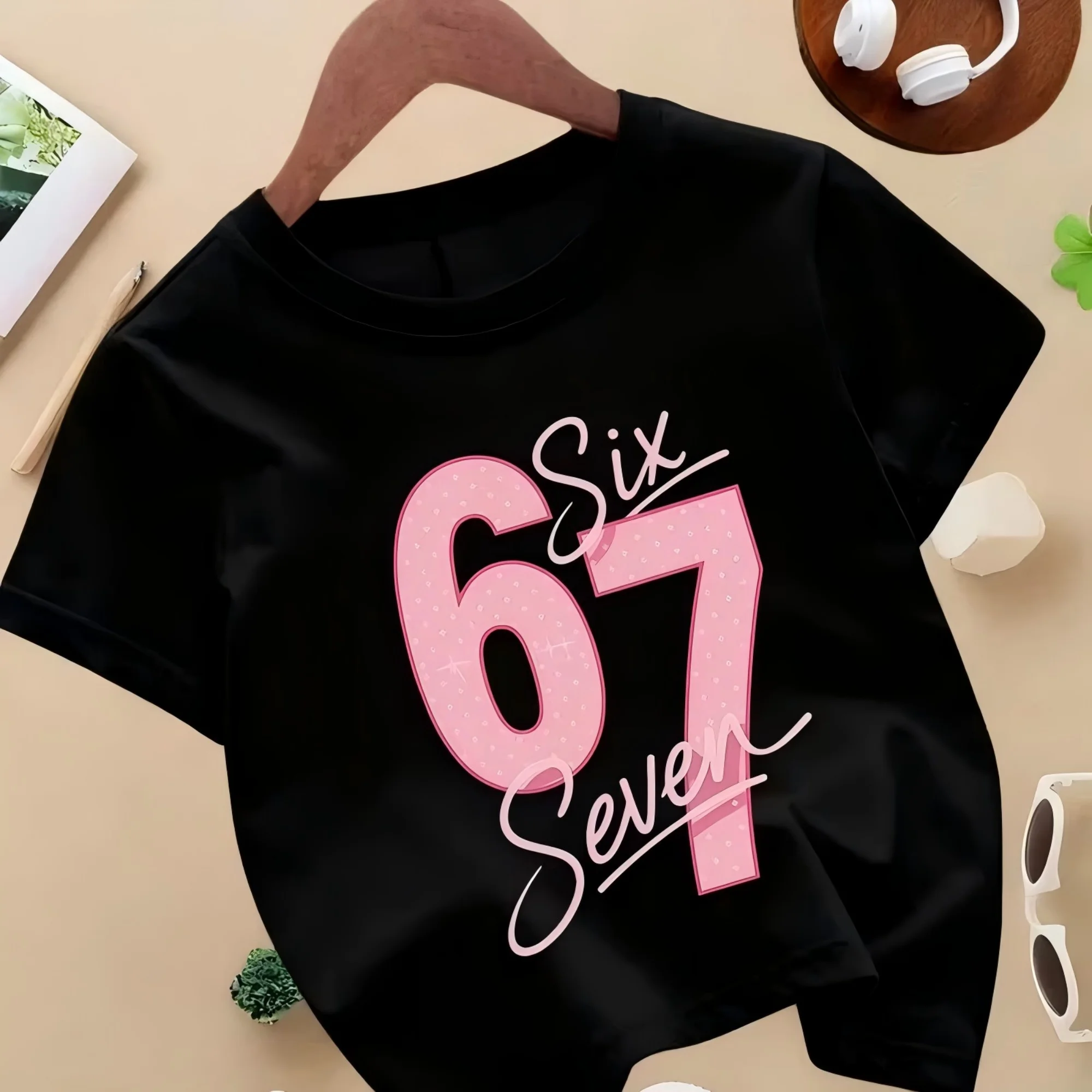 Creative design number 67 print t-shirt, Italian brainrotLatest Trendy Style t-shirt for boys and girls aged 3 to 14, fashion to