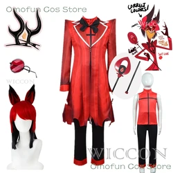 ALASTOR Cosplay Kids Size Hazbbin Anime Cosplay Costume Wig Ears Hotel Accessories Halloween Uniform Men Women Jacket Red Suit