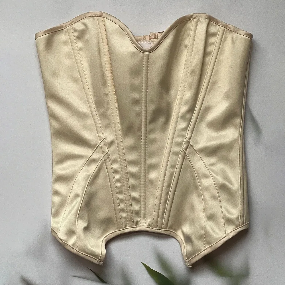 

Women Strapless Corset Bustier Top Push Up Overbust For Wedding Palace Bodices Lace Up Boned Shaping Tops Stage Costume