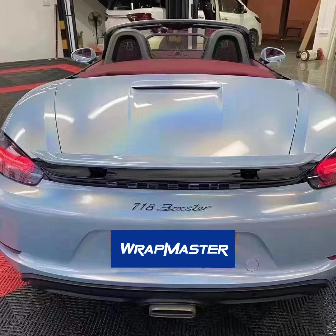 Wrapmaster Full roll Glossy rainbow holographic Laser sea blue auto Wraps Car wrap Vinyl color change film