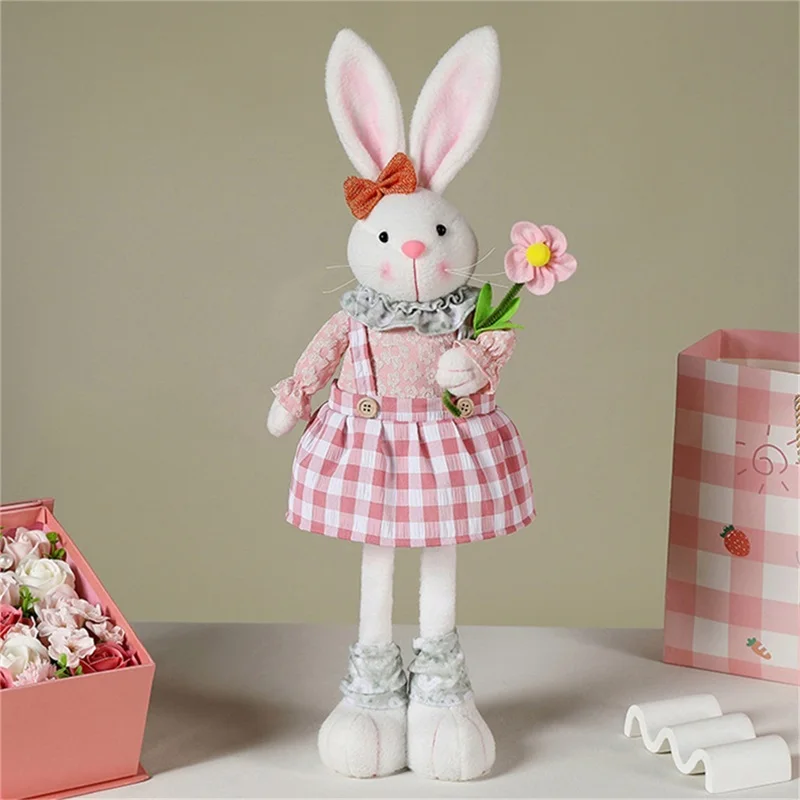 Easter Bunny Standing Fun And Stretchy Leg Plush Toy Doll Spring Home Decoration Dining Table Shop Party Decoration