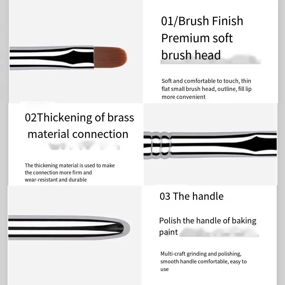 Pinceau de maquillage avec manche en métal pour femme, accessoire cosmétique, pour rouge à lèvres